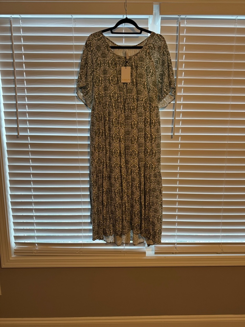 Sugarlips Olive Green Printed Midi Dress